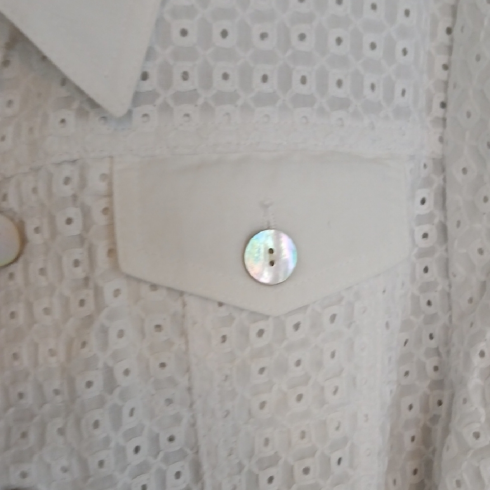 Ruby Rd. White Eyelet Jean Jacket - Picture 5 of 8